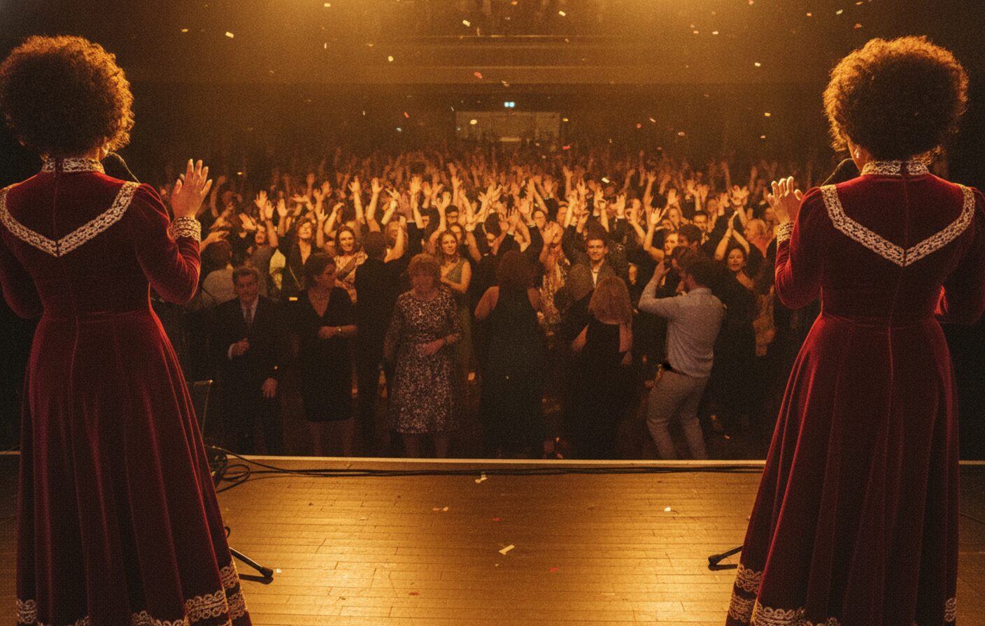 A packed wedding dancefloor during a Northern Soul set by The Velvelettes