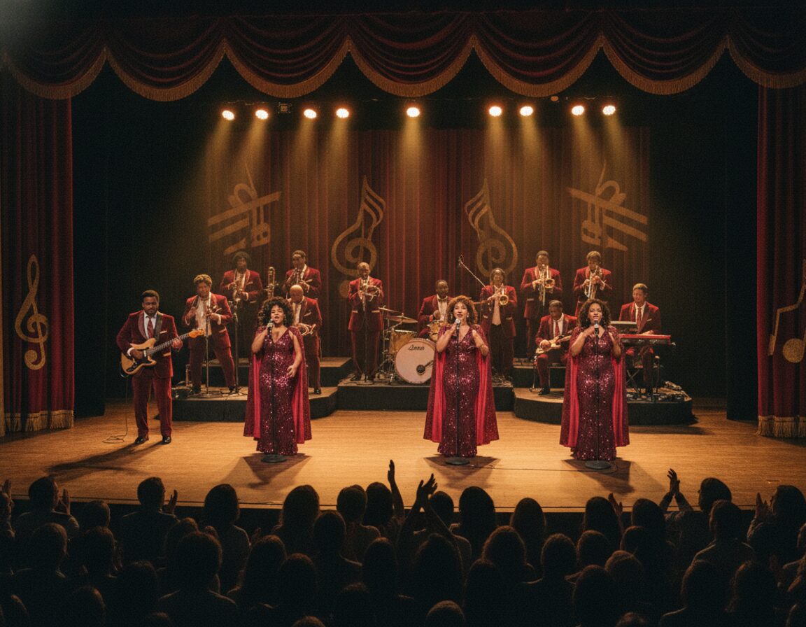 The Grand Revue: The Velvelettes 9-piece soul revue with backing singers and full lighting design at a headline event
